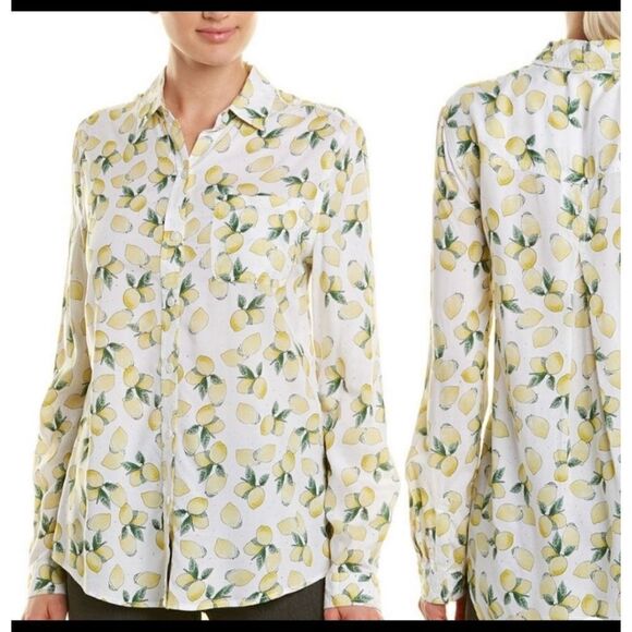 Beach lunch lounge small pet lemons button front top - Picture 1 of 3